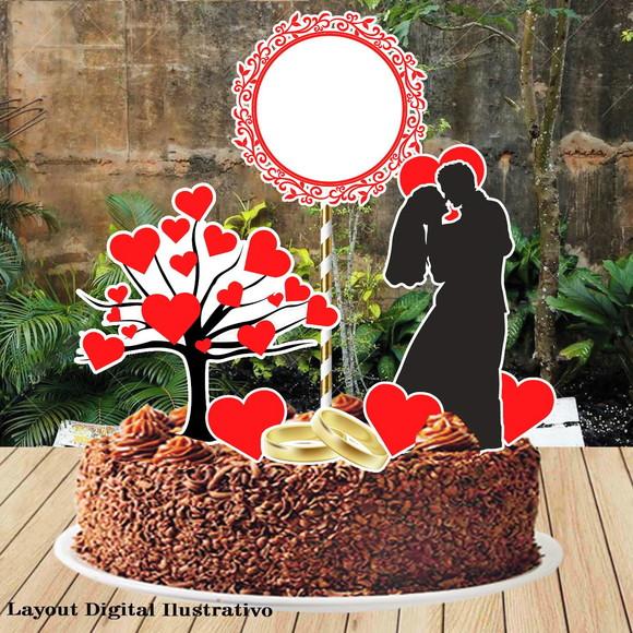 Topo de Bolo Casamento Silhoueta - 0605 Arquivo Digital