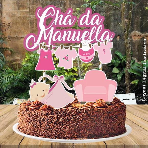 Topo de Bolo Cha de Fraldas - 0627 Arquivo Digital