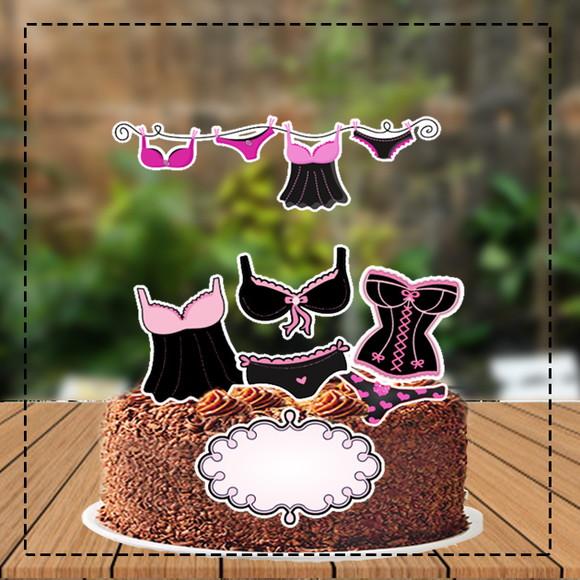 Topo de Bolo Cha de Lingerie - 3030 Arquivo Digital