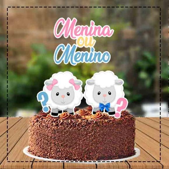 Topo de Bolo Cha Revelaçao Ovelha Ref 3895 - Arquivo Digital