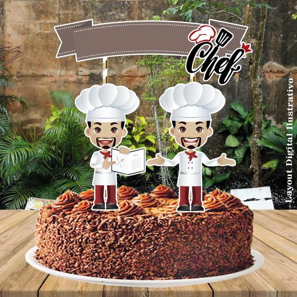 Topo de Bolo Chef - 0707 Arquivo Digital