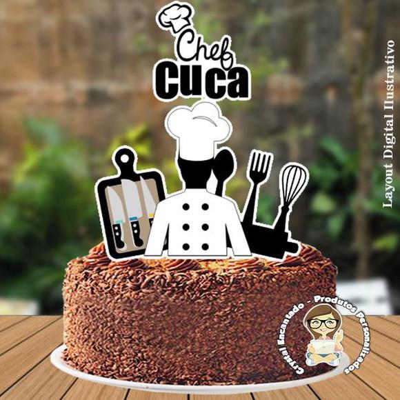 Topo de Bolo Chef Cozinha - 3165 Arquivo Digital