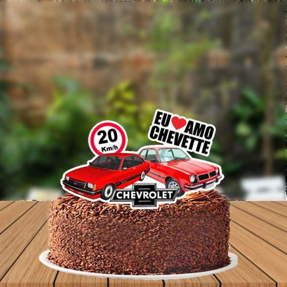 Topo de Bolo Chevette Vermelho - Ref 3979 Arquivo Digital