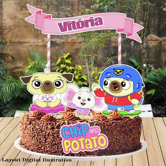 Topo de Bolo Chip e Potato - 0656 Arquivo Digital
