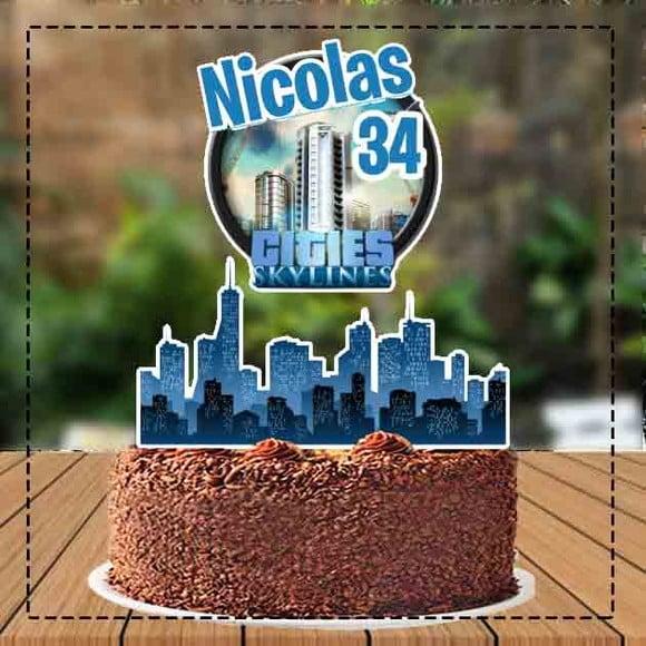 Topo de Bolo Citie Skyline - 1496 Arquivo Digital