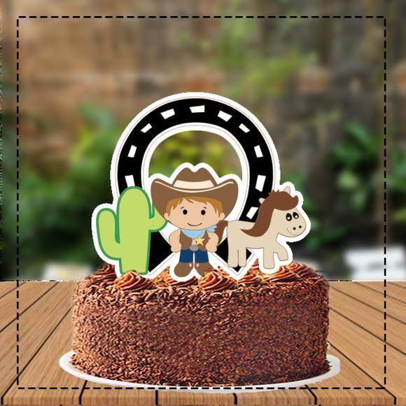 Topo de Bolo Cowboy Menino - 3722 Arquivo Digital