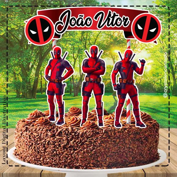Topo de Bolo Deadpool - 1353 Arquivo Digital