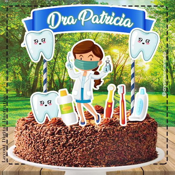 Topo de Bolo Dentista - 0846 Arquivo Digital