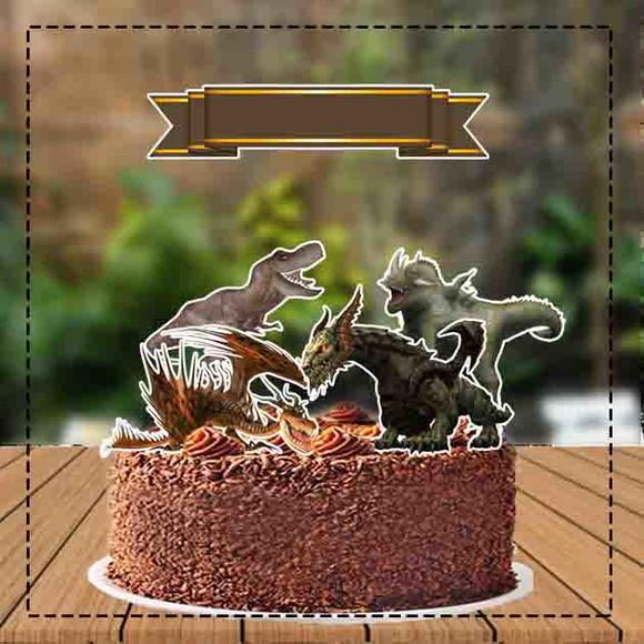 Topo de Bolo Dino e Dragoes Ref 1685 - Arquivo Digital