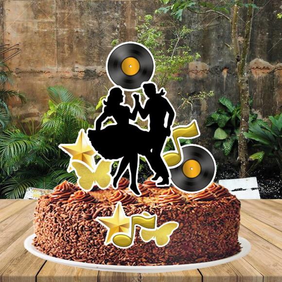 Topo de Bolo Disco Dourado Ref 3004 Arquivo Digital