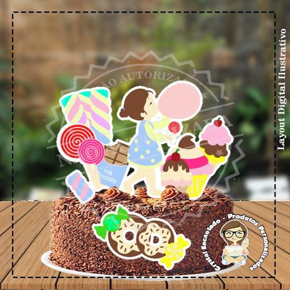 Topo de Bolo Doces Guloseimas - Ref 3377 Arquivo Digital