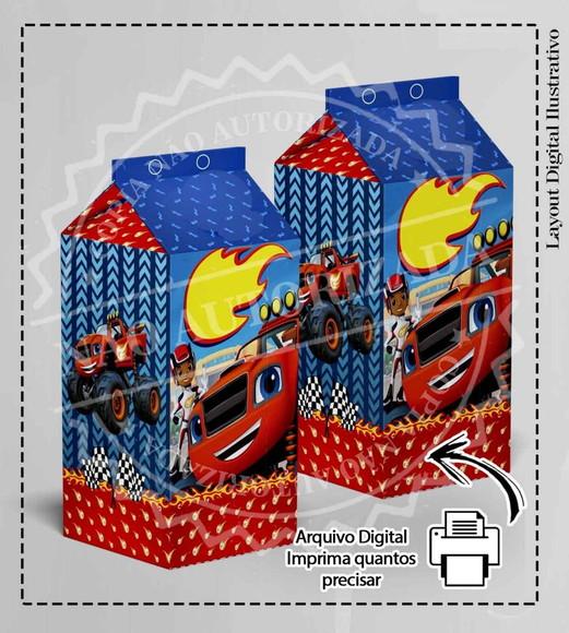 Topo de Bolo e Caixa Milk Blaze Monster - Arquivo Digital