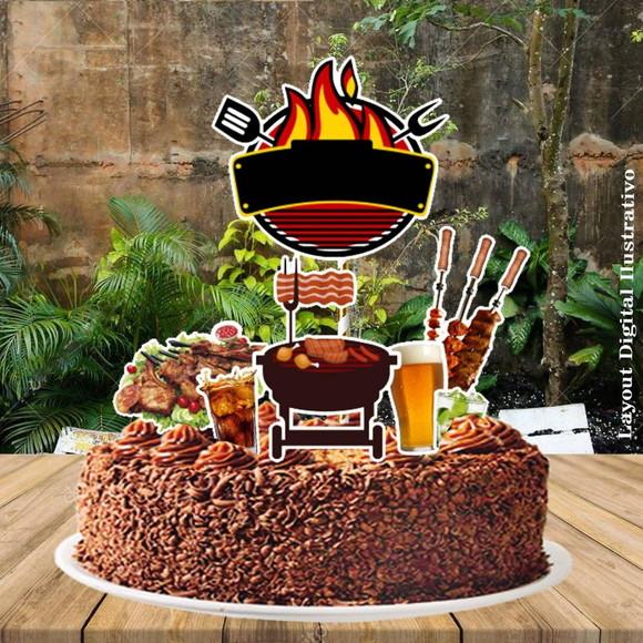 Topo de Bolo e Topper Churrasco - Arquivo Digital