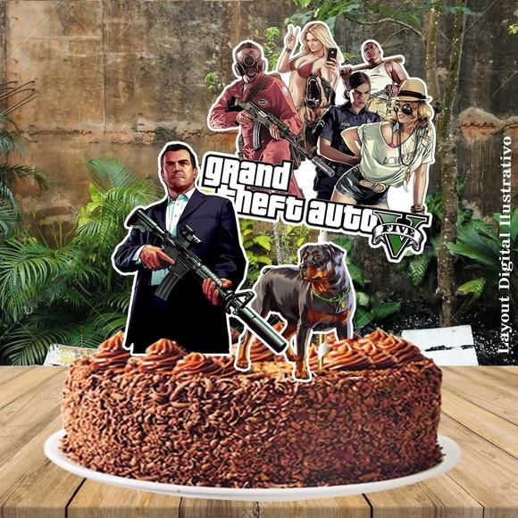 Topo de Bolo e Topper Gta - 6908 Arquivo Digital