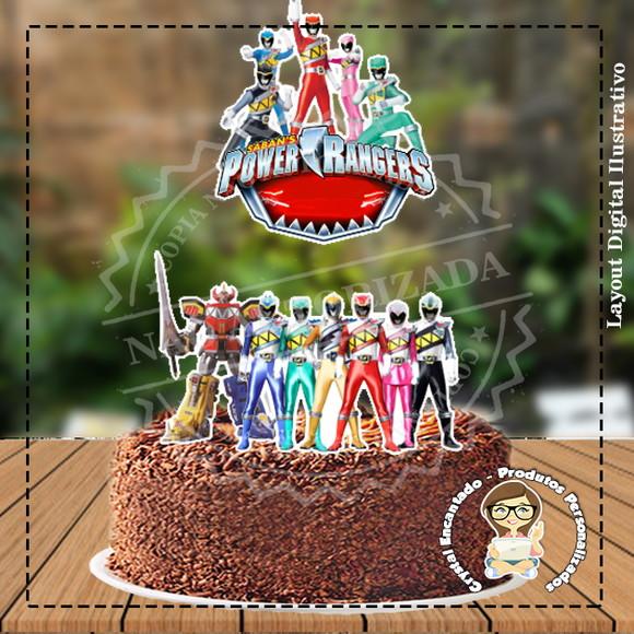 Topo de Bolo e Topper Power Rangers Dino - Arquivo Digital