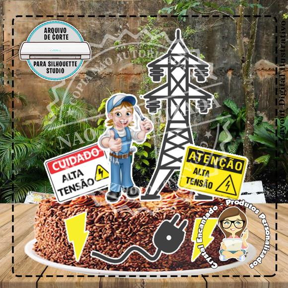 Topo de Bolo Eletricista - Ref 2516 Arquivo Digital