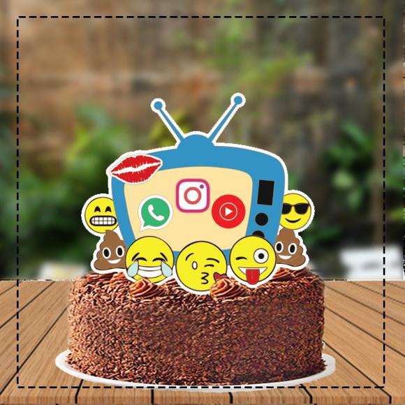 Topo de Bolo Emojis - Ref 4063 Arquivo Digital
