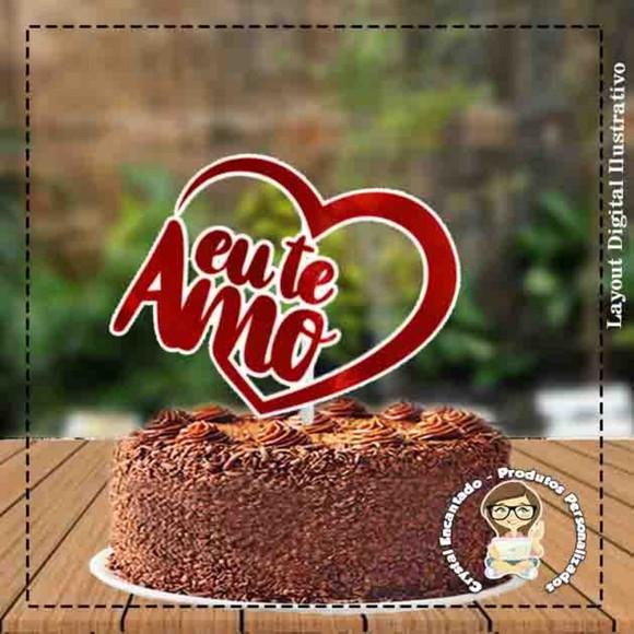 Topo de Bolo Eu Te Amo - Ref 3474 Arquivo Digital