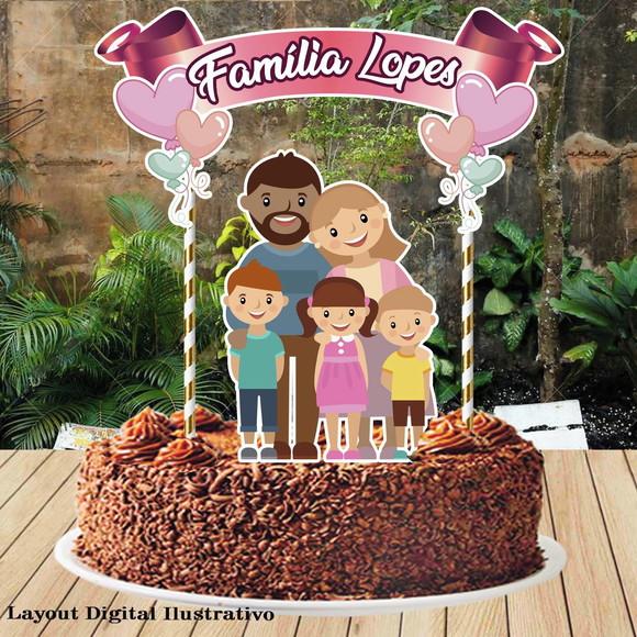Topo de Bolo Familia - Ref 1290 Arquivo Digital