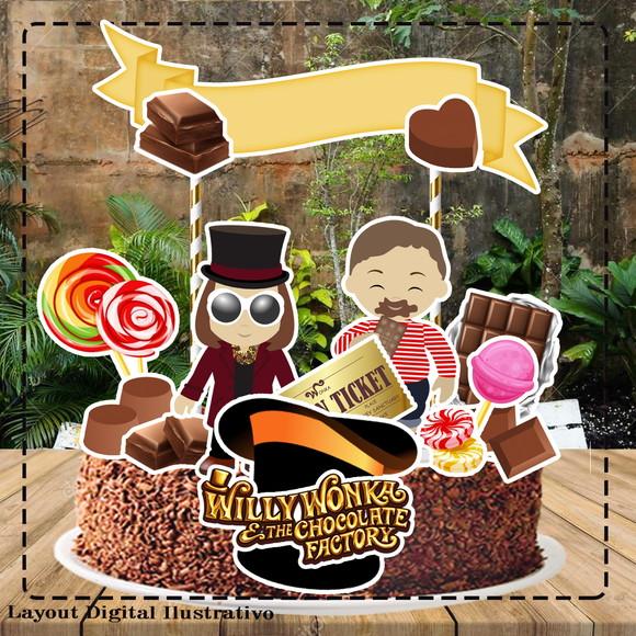 Topo de Bolo Fantastica Fabrica de Chocolate - 1296 Arq. Dig