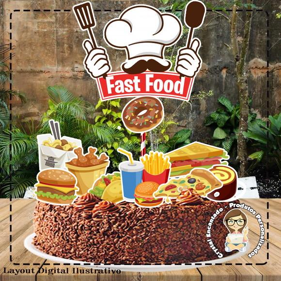 Topo de Bolo Fast Food - Ref 1297 Arquivo Digital