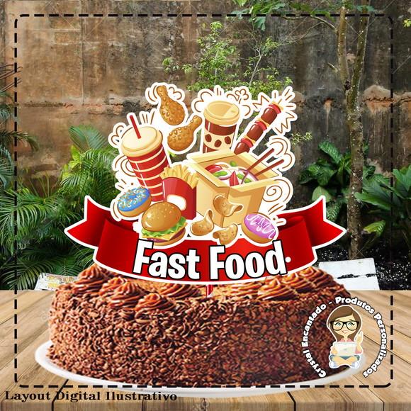 Topo de Bolo Fast Food - Ref 1298 Arquivo Digital