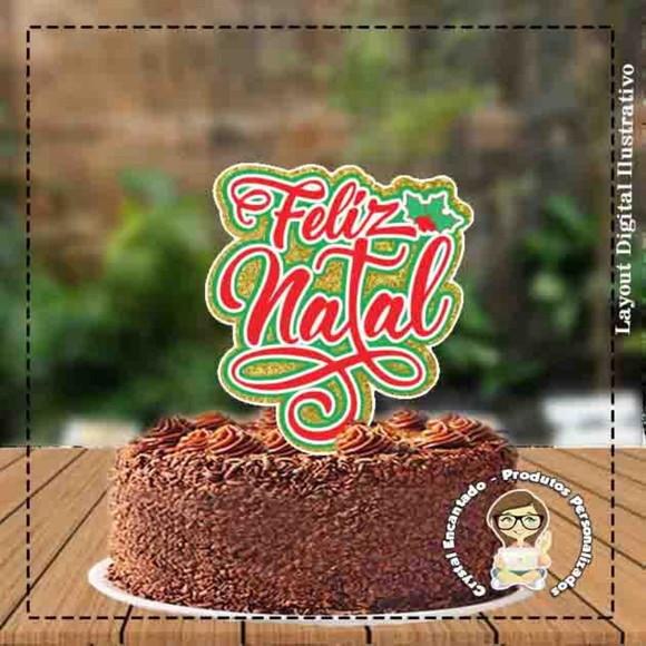Topo de Bolo Feliz Natal - Ref 1559 Arquivo Digital