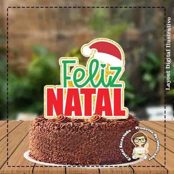 Topo de Bolo Feliz Natal - Ref 1561 Arquivo Digital