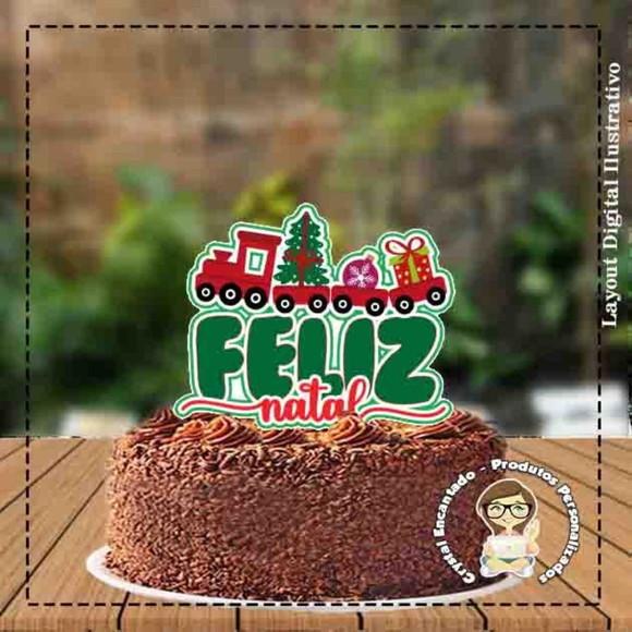 Topo de Bolo Feliz Natal - Ref 1562 Arquivo Digital