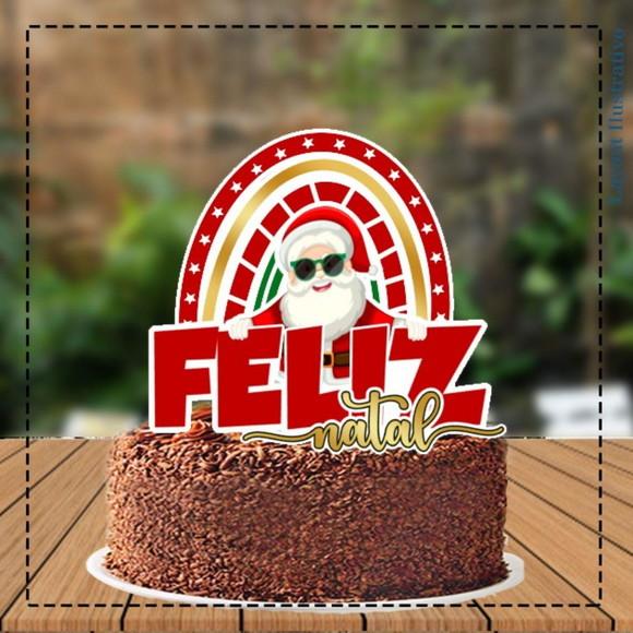 Topo de Bolo Feliz Natal Papai Noel - 5224 Arquivo Digital