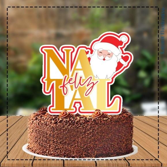 Topo de Bolo Feliz Natal Papai Noel - 5254 Arquivo Digital
