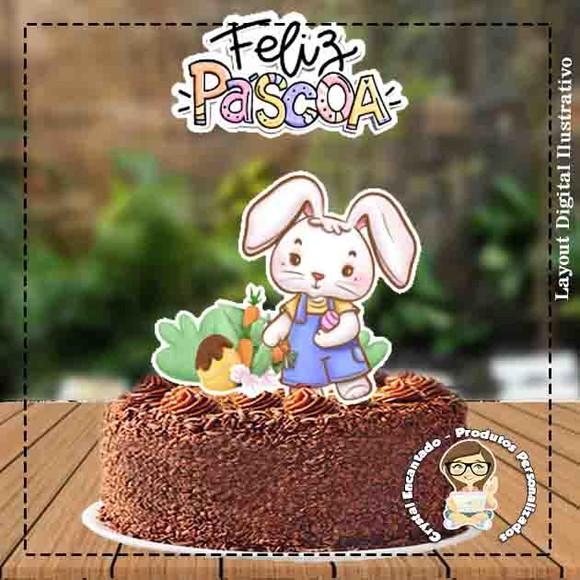 Topo de Bolo Feliz Pascoa - 3521 Arquivo Digital