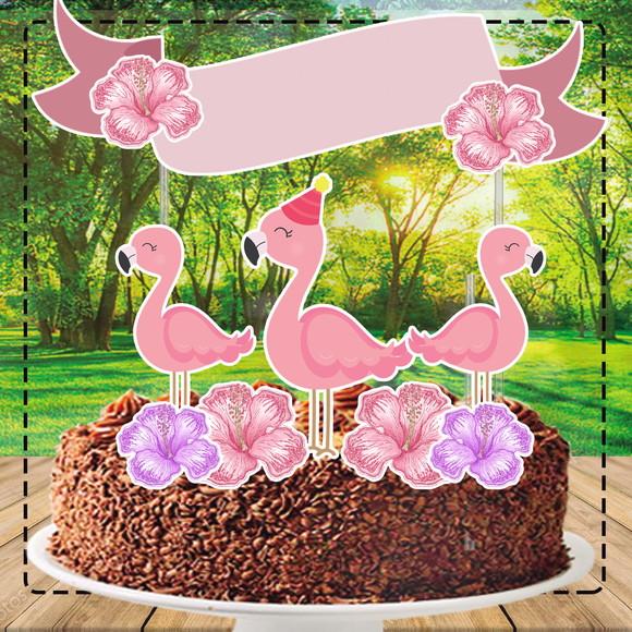 Topo de Bolo Flamingo - Ref 0902 Arquivo Digital