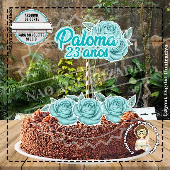 Topo de Bolo Flores - Ref 2173 Arquivo Digital