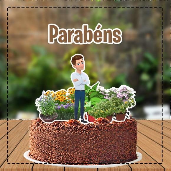 Topo de Bolo Florista Homem - Ref 4179 Arquivo Digital