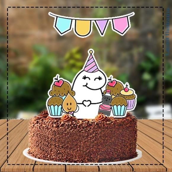 Topo de Bolo Flork Menina Docinhos - 5298 Arquivo Digital