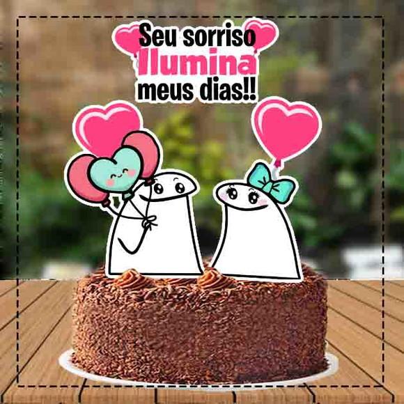 Topo de Bolo Flork Namorados - Ref 3740 Arquivo Digital