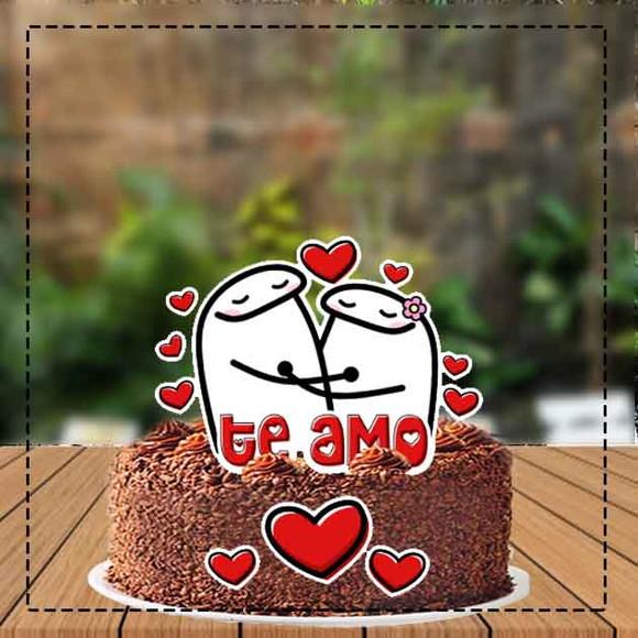 Topo de Bolo Flork Te Amo 4127 Arquivo Digital