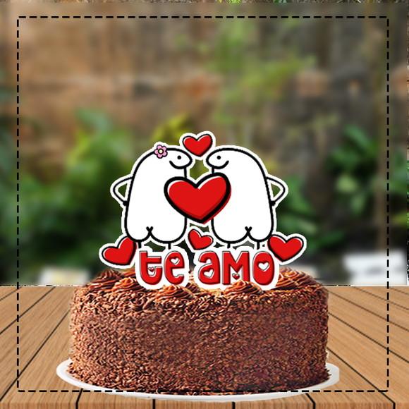Topo de Bolo Flork Te Amo 4459 Arquivo Digital