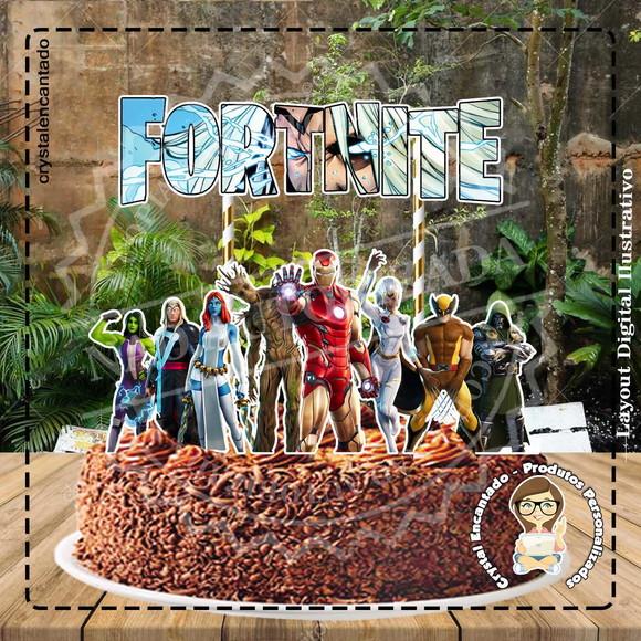 TOPO DE BOLO FORTNITE MARVEL - REF 1830 ARQUIVO DIGITAL