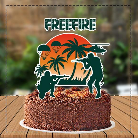 Topo de Bolo Freefire Preto Branco -ref 5037 Arquivo Digital