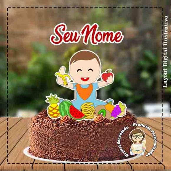 Topo de Bolo Frutinha Bebe Menino - Ref 3906 Arquivo Digital