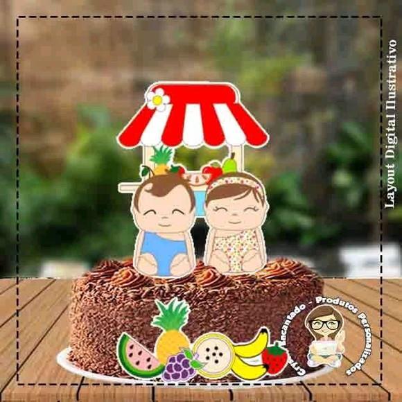 TOPO DE BOLO FRUTINHA GEMEOS - REF 3599 ARQUIVO DIGITAL