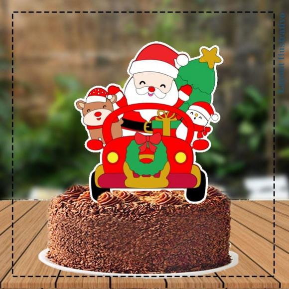 Topo de Bolo Fusca Noel - 5360 Arquivo Digital