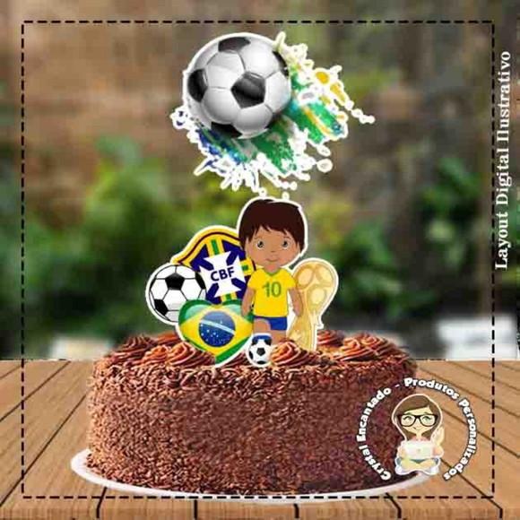 Topo de Bolo Futebol Brasil - Ref 1582 Arquivo Digital