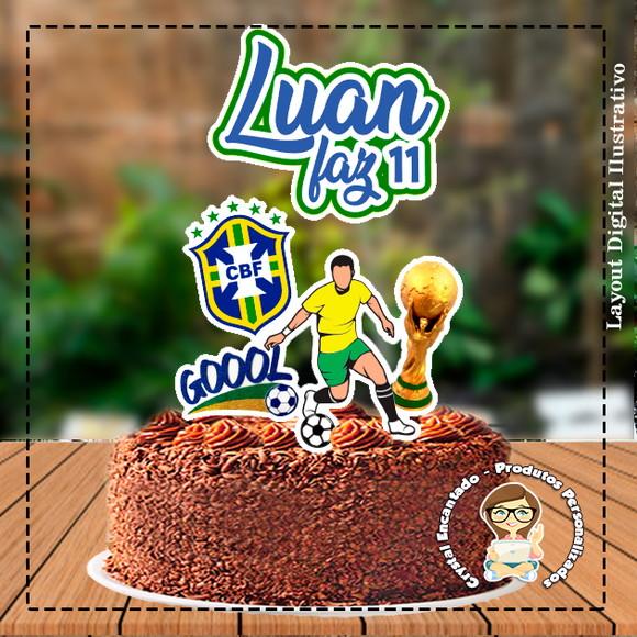 Topo de Bolo Futebol Brasil - Ref 1626 Arquivo Digital