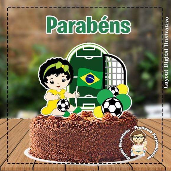 Topo de Bolo Futebol Brasil Menina -ref 5108 Arquivo Digital
