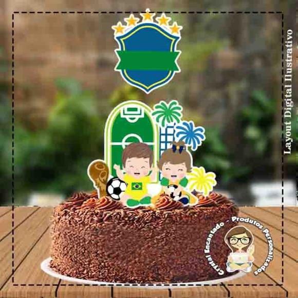 Topo de Bolo Futebol Copa Baby - Ref 1575 Arquivo Digital