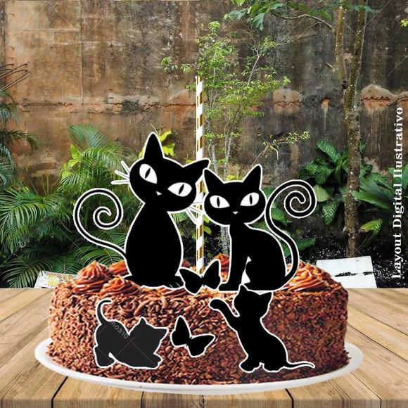 Topo de Bolo Gatinho - Ref 0399 Arquivo Digital
