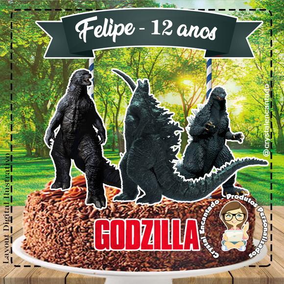 Topo de Bolo Godizilla 01 - Ref 0968 Arquivo Digital